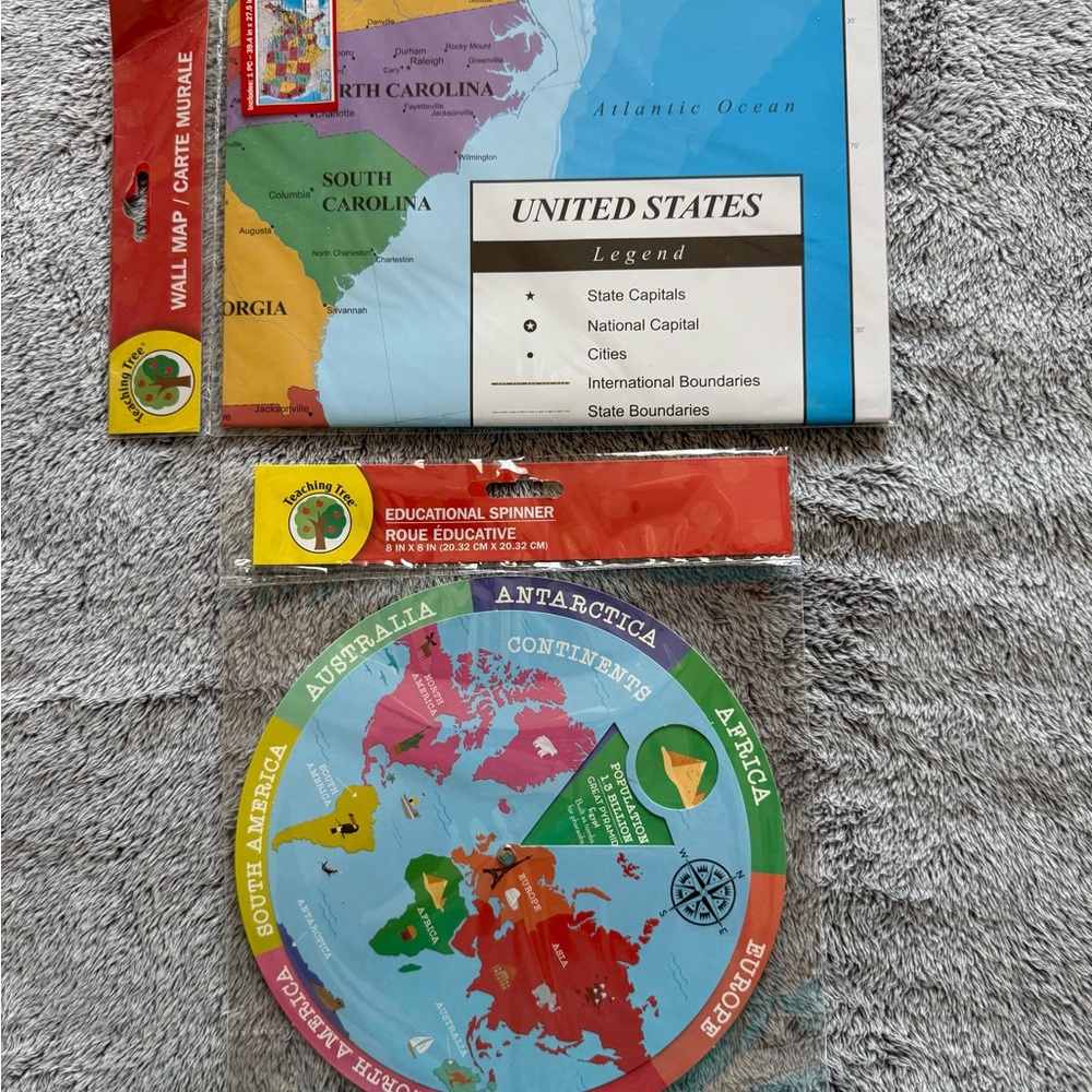 Maps- United States map and World Educational Spinner. 
A Set (2)